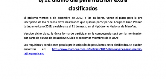 Cuenta regresiva para el LONGINES GRAN PREMIO LATINOAMERICANO!!