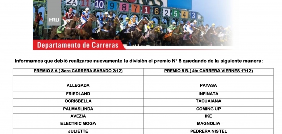 Comunicado del Departamento de Carreras