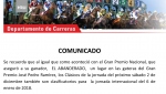 Comunicado Carreras clasificatorias para los Clásicos de la reunión 6 de enero