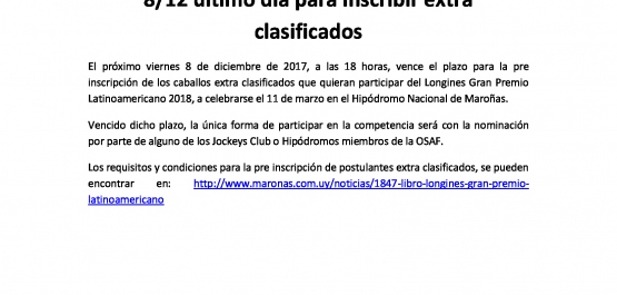 Cuenta regresiva para el  LONGINES GRAN PREMIO LATINOAMERICANO!!