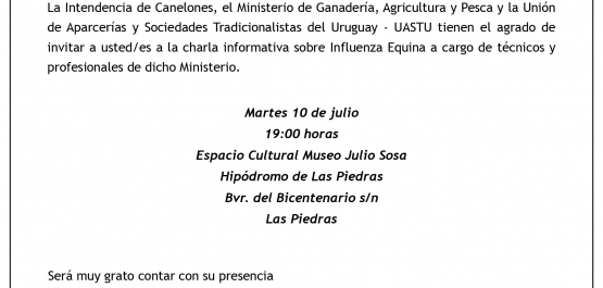 Invitación a charla sobre Influenza Equina